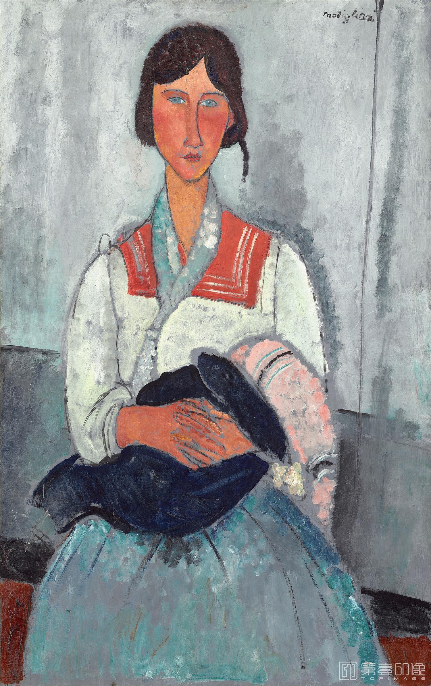 油画-Gypsy Woman with Baby